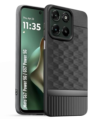 Image of Back Cover for Motorola Moto G57 Power 5G Camera Protection 3D Hexa Cube Design Silicone Protective Bumper Back Case for Motorola Moto G57 Power 5G - Black