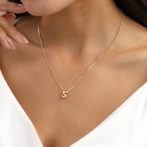 Image of Personalized Bubble Letter Initial Necklace, 14K Gold Plated, Dainty Pendant for Women, Trendy Gold Jewelry