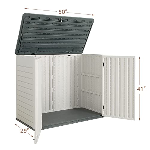 Jummico JPSB22-0094 Horizontal Outdoor Resin Storage Shed 34 Cu. Ft. Garden Storage Extra Large Capacity Weather Resistant Storage Box thumb #6