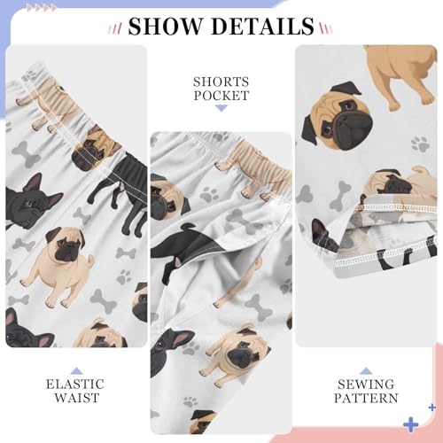 Pigsaly Boys' Pants Cute Black Brown Bulldog Long Bottoms Pug Dog Paw Print Jogger Pants Elastic Waist Trousers L4