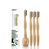 Bamboozled | Bamboo Toothbrush | BPA Free | Charcoal Infused Soft Bristles | Environmentally Friendly & Biodegradable | Set of 4 | with Bamboo...