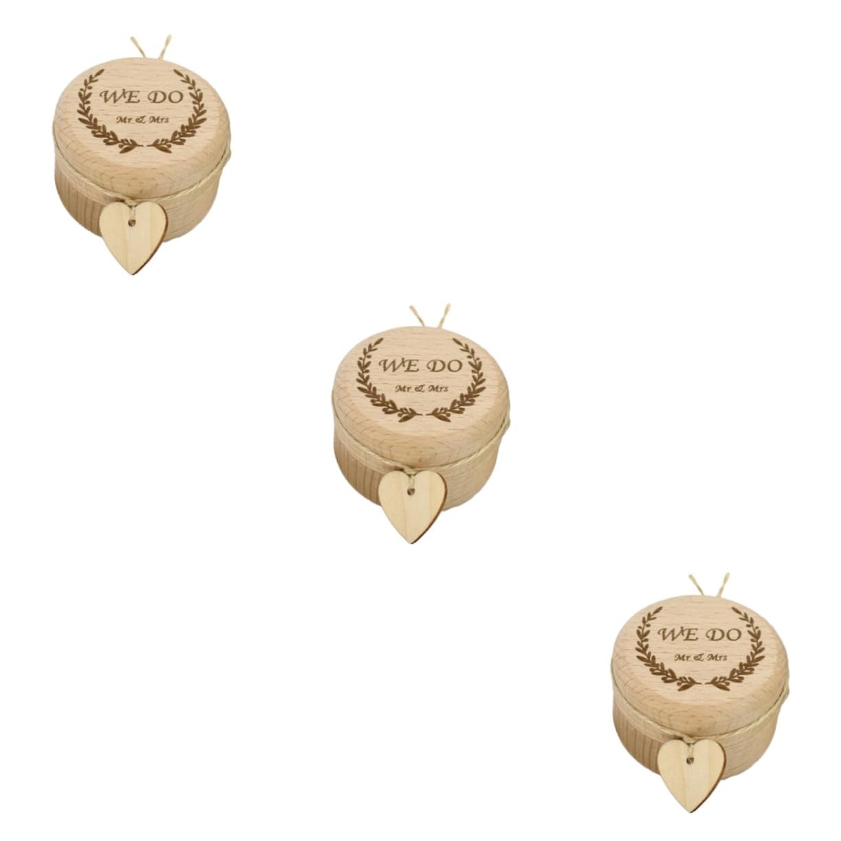 STOBAZA 3pezzi Scatola Legno Per Fedi Nuziali Portanello Rustico Per Matrimoni e Fidanzamenti Contenitore Decorato Per Anelli Per Cerimonie e Occasioni Speciali