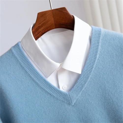 Men's V-Neck Wool Sweater Pullover Knitted Loose Casual Sweater Thickened Warm Ribbed Jumpers Top4