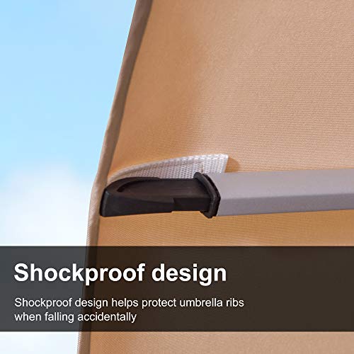 Purple Leaf 10 Feet Double Top Deluxe Sunbrella Square Patio Umbrella Offset Hanging Umbrella Cantilever Umbrella Outdoor Market Umbrella Garden Umbrella, Heather Beige #TOP7