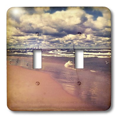 Double interrupteur à baïonnette Lake Michigan décor plage