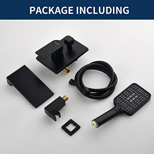 Wall Mount Waterfall Bathtub Faucets With Sprayer Tub Filler Faucet Tub Shower Faucet Set With Rough-In Valve Trim Kit Matte Black #TOP6