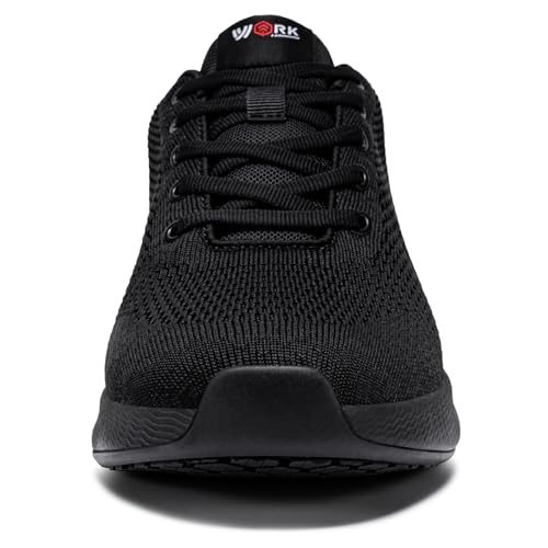 Image of LARNMERN Non Slip Shoes for Men Food Service Sneakers Kitchen Restaurant Chef Work Shoes Casual Breathable Lightweight Footwear,Black 9