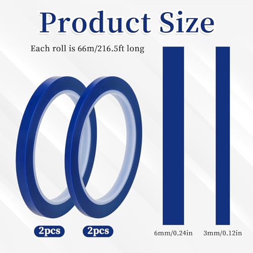 Image of 4 Rolls Fine Line Tape, Multi-Size Vinyl Fineline Pinstripe Tapes, 2 Roll 1 /4 in x 36 yd and 2 Roll 1 /8 in x 36 yd Fineline Masking Tapes, Flexible Pinstripe Tape for DIY Car Auto Paint Art, Blue