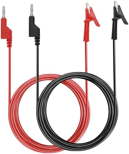 Sumnacon Multimeter Banana Plug to Crocodile Alligator Clip Test Probe, 2PCS 4mm Stackable Colorful Silicone Banana Plug to Alligator Clip Test Probe Lead Wire Cable 2M/6.6 Ft