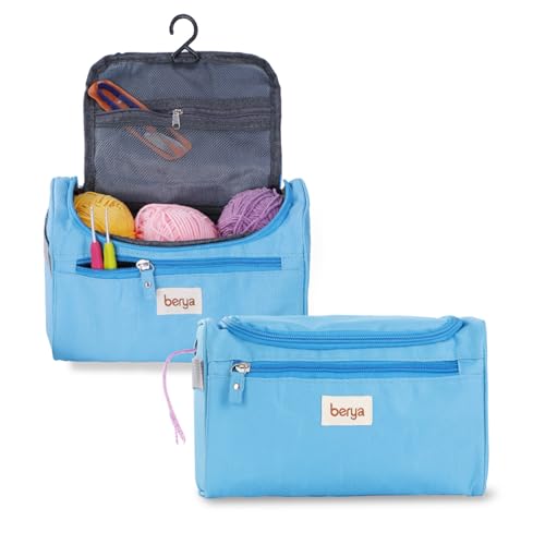 Image of Oxford Cloth Crochet Bag Organizer, Portable Knitting Bag, High Capacity Yarn Bag Storage Bag for Home Travel Crochet DIY, Crochet Accessories, Knitting Needles, Crochet Hooks (Sky Blue)