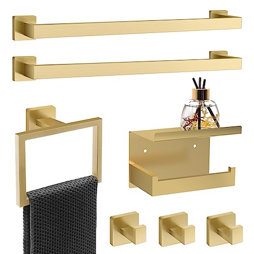 Dorudon atrox 7 Piece Gold Bathroom Hardware Set with Brushed