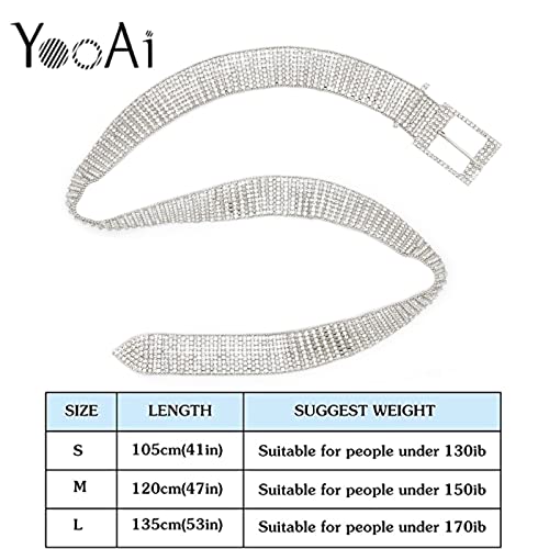 Yooai Crystal Belt Women Dresses Belt Fashion Rhinestone Diamond Ladies Waist Belt For Jeans Dress Pants M #TOP6