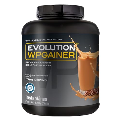 EVOLUTION, Proteína de Suero de Leche, WP Gainer, Whey Protein, Con Carbohidratos y Creatina, Sin Gluten, Post Workout, Sabor Frappuccino, 17.5 Porciones, 3200g