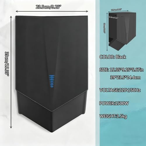 High-Speed Wall Mounted Hand Dryer 1500W for Bathroom, Office & Restaurant, 220V IPX1 Waterproof, Dries Hands in 5-8 Seconds, Energy Efficient, White Finish