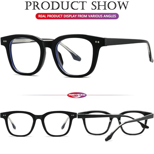 Image of AIEYEZO Fashion Blue Light Glasses for Women Men Retro Anti-Blue Light Eyeglasses TR90 Square Frame Computer Glasses