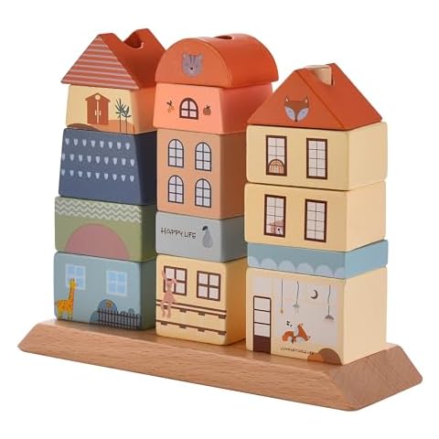 CHILDLIKE BEHAVIOR Hardwood Blocks for Kids - Wooden Building Blocks Set - Wood Blocks for Toddlers 1-3 - Montessori Toy Gift - Children Stacking Block Set - Wooden Blocks for Toddlers Cover