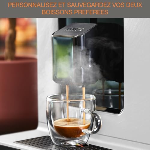 Machine cappuccino et expresso automatique KRUPS Evidence Eco-Design, goût exceptionnel, Quattro Force, boissons à base de lait grâce au système One-Touch, 8boissons préréglées, EA897A