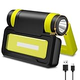 LED Work Light, Rechargeable Flashlight with COB Magnetic Lights, 1000LM Portable Light, 200°Foldable, 5+3 Modes, Waterproof Handheld Flashlights for Camping, Home, Car Repair, Emergency, Fishing