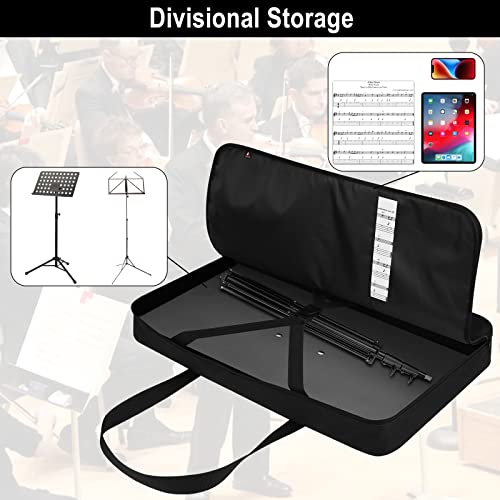 Txesign Sheet Music Stand Carrying Case For Music Sheet Clip And Tripod Nylon Storage Bag Music Sheet Stand Holder Protective Case Bag For Orchestras, Choirs, 23.22'' X 15.35'' X 2.95‘’ #TOP1