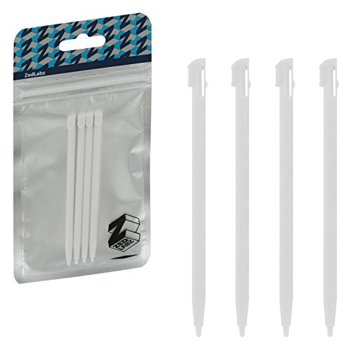 ZedLabz - Juego de 4 bolígrafos para Nintendo 2DS (plástico, incluye lápiz táctil), color blanco Cover