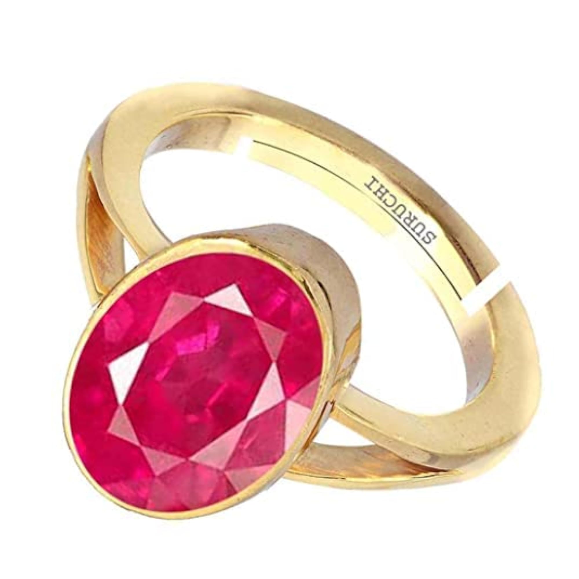 Ruby/Manik 10.25 Ratti Gold Plated Adjustable Ring