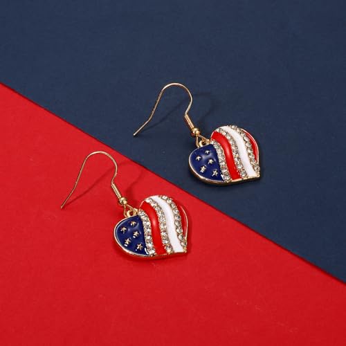 Aratlench 4Th Of July Earrings Necklace Bracelet American Flag Star Usa Heart Icream Butterfly Charm Necklace Bracelet Fourth Of July America Patriotic Jewelry Set For Women thumb #8