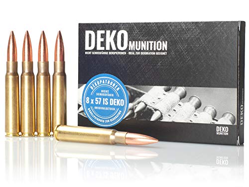 Deko Patronen K98 Munition | Kaliber 8x57 is | geeignet für Mauser Deko Waffen und zur Dekoration | Patronenhülsen aus Metall | legal nachweisfrei erhältlich (5)