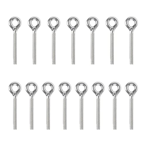 15 pcs m6 eye bolts 304 stainless steel eyebolts long-shank lifting eye bolts for living lifting and various engineering equipment