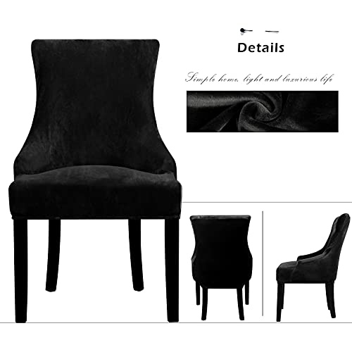 Lellen Velvet Stretch Wingback Chair Cover Slipcover - Reusable Arm Chair Protector Cover For Dining Room Banquet Home Decor Etc Machine Washable Hand Washable(Set Of 1,Black) #TOP2