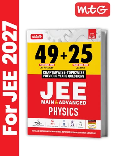 Image of MTG 49 + 25 Years (2026-2002) JEE Main and Advanced (2026-1978) PYQ Book Physics | Chapter-wise Topic-wise Solved Papers with Free Smart Book For 2027 Exam