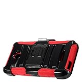 Holster Rugged Hard Case Cover compatible with Alcatel Dawn A5027 5027B (Black-Red)