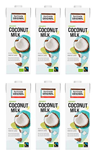 Bio Kokosmilch 6 x 1 Liter Tetrapack | von Fairtrade Original | aus Sri Lanka | ideal für asiatische Gerichte | für einen reichen, sahnigen Geschmack | 100% Bio | vegane Milch | Cocos Milk Cover