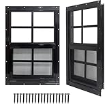 Yuzzy 24' x 36' Shed Windows with Tempered Glass and Fiberglass Screen, 2 Pack Small Sliding Windows for Shed, Chicken Coop, Playhouse, Household, Garage, Barns (Black)