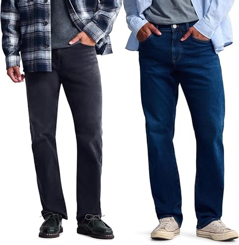 Roam Men's Mid Rise Relaxed Straight Leg Jeans, 34x30