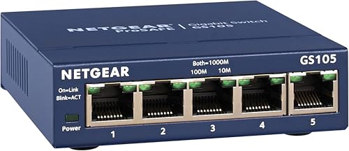 Image of NETGEAR 5-Port Gigabit Ethernet Unmanaged Switch (GS105NA) - Desktop or Wall Mount