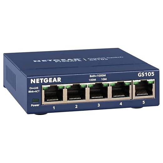 NETGEAR 5-Port Gigabit Ethernet Unmanaged Switch (GS105NA) - Desktop or Wall Mount