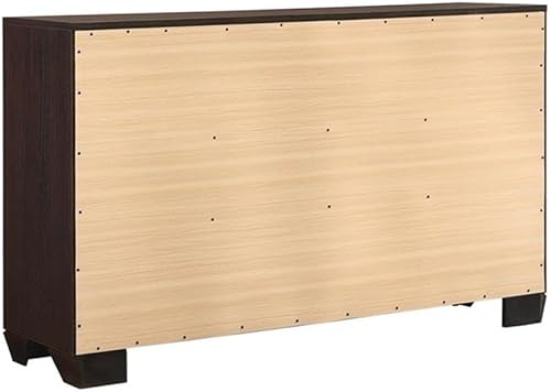 Miniatura 9 de MAKLAINE Juego de dormitorio completo de madera de 4 piezas en marrón y cacao oscuro