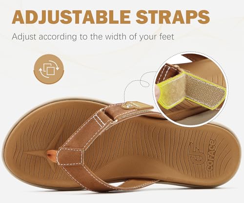 Image of COFACE Flip Flops for Women with Arch Support Beach Thong Sandals for Woman Adjustable Fashion Orthopedic Sandal Outdoor