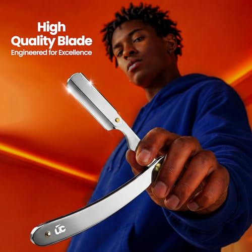 Image of Utopia Care Professional Straight Razor for Men, Barber Straight Edge Razor Safety with 100 Pack Blades, Silver