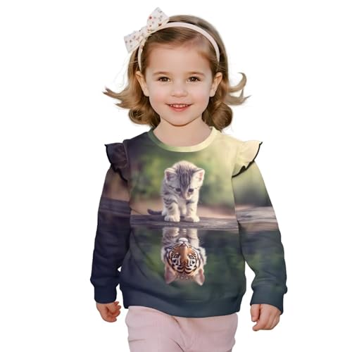 Xpyiqun Sweatshirt for Girls 1-8 Years Long Sleeve Shirt Ruffle Shoulder Pullover Tops Kids Crewneck Outfits
