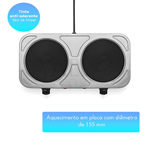 Fogão Cooktop Elétrico 2 Bocas Xfire 2000 Watts Prateado (220)