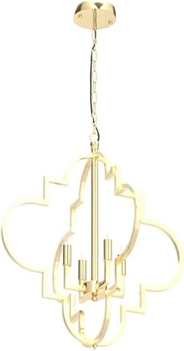 Miniatura 4 de Wellmet Lámpara de araña Orb Dorada, 4 luces, estilo vela, geométrica, para comedor, vestíbulo, entrada, pasillo, comedor y sala de estar, 22.4