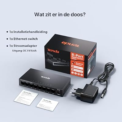 Tenda 8 Port Gigabit Switch, Unmanaged Network Switch, Ethernet Switch, Office Ethernet Splitter, Internet Switch, Home Network Hub, Plug-and-Play, Silent Operation, Desktop or Wall Mount (TEG1008M)