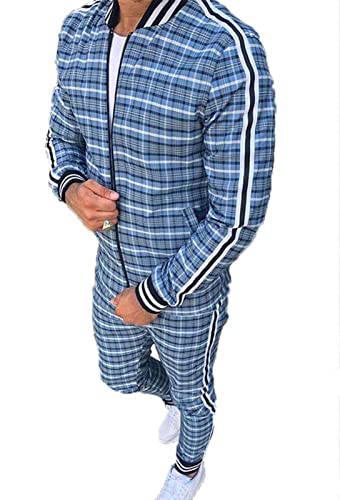 HONGMEI Muskeln Neue Plaid Gittermänner Herren Gentlemen Trainingsanzug Set männliche Sweatshirt Jogginghosen High Street Jacke & Hosen 09-XL Cover