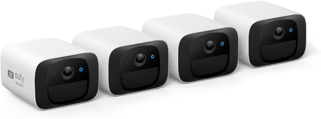 eufy SecuritySoloCam C210 Outdoor Surveillance Camera, 2K Resolution, No Monthly Coster, Wireless, 2.4GHz Wi-Fi, Large Use, Compatible with HomeBase 3, 4 Pack
