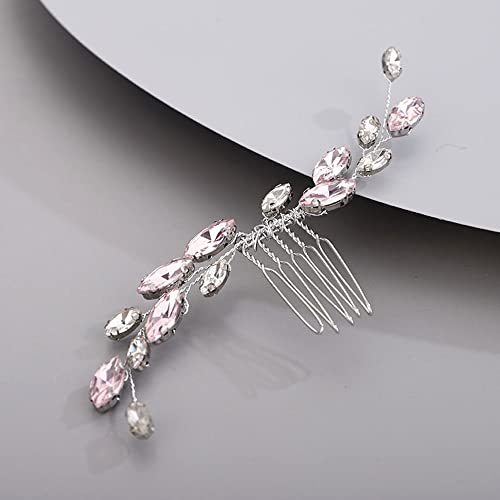 Peine para cabello Rhinestone color rosa 14 cm miniatura 1