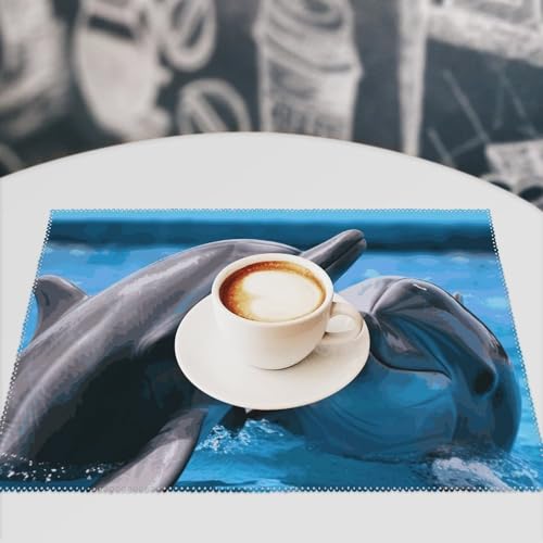 Sets de table lot de 6 dauphins imperméables et résistants pour repas - 8