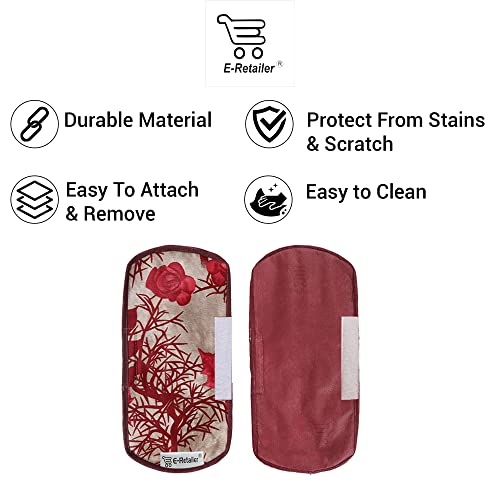 Image of Exclusive Combo Set of Appliances Cover (1 Pc. of Fridge Top Cover, 1 Pc. of Refrigerator Handle Cover and 4 Pc. Of Refrigerator Mat /Fridge Shelf Mat) (Color- Red, Design-Floral, Set Contains- 6 Pcs )