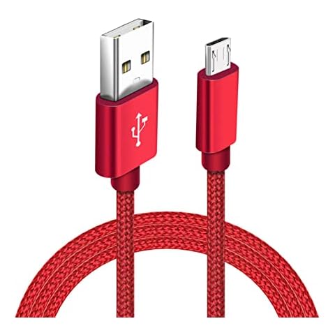 Micro USB Charger Cable, Android Charger Cable Nylon Braided Micro Charging Lead Fast Charge for Samsung Galaxy S7 S6 S5 J6 J5 J3 A6, Huawei Y6 Y7, PS4, Xiaomi, Sony, Xbox- Red (3M) Cover