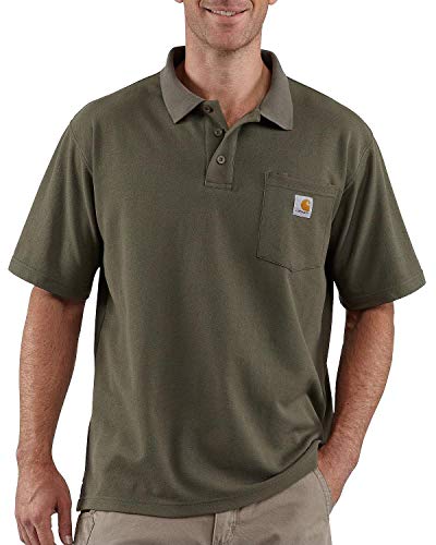 Carhartt Men's Loose Fit Midweight Short-Sleeve Pocket Polo, Moss, Large